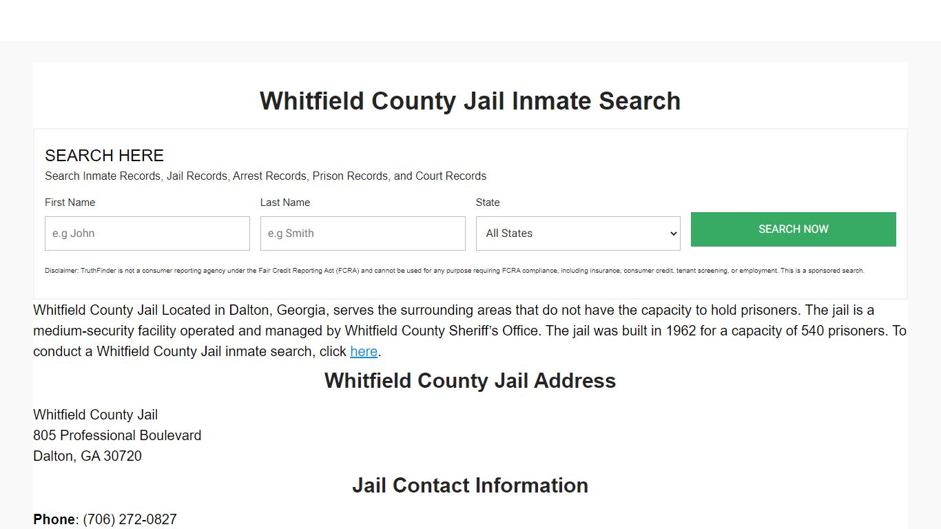 Whitfield County Jail Inmate Search